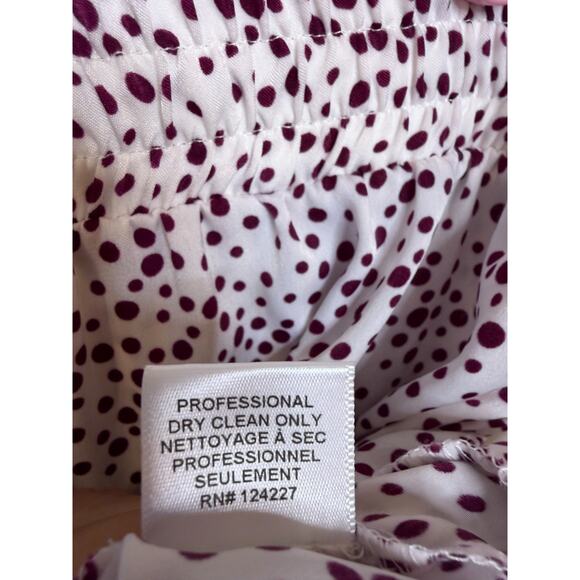 Misa Los Angeles Mini Boho Skirt Sz XS White Maroon Polka Dots Tiered Ruffles - Picture 3 of 6